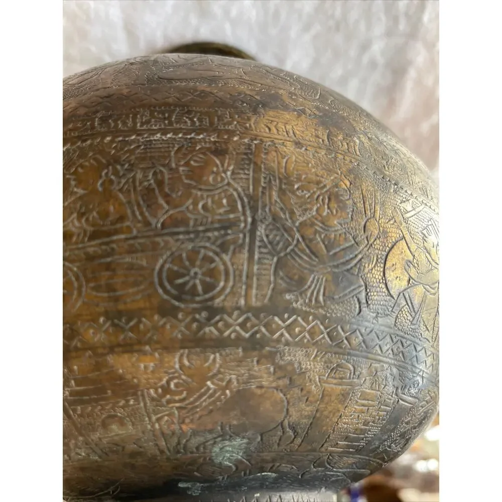 Antique Hindu Religious Holy Water Pot Deity God Engraved